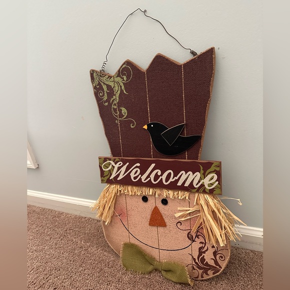 HOBBY LOBBY SCARECROW WELCOME DOOR SIGN FALL HOME DECOR - Picture 4 of 5